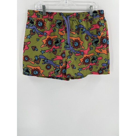 A-Lab Men's Large Skippy Trippy 3" Ins Board Shorts Mushroom Frogs Green Trunks - Picture 8 of 15